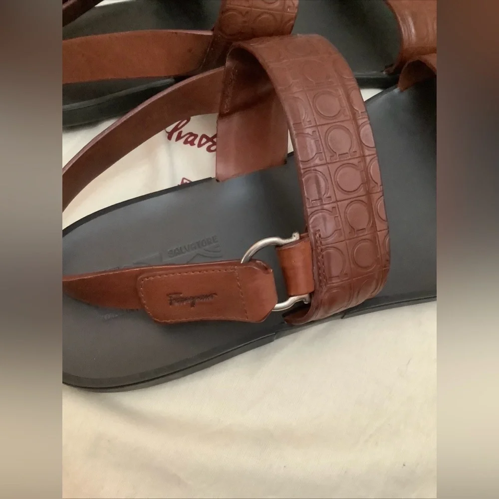 NOT FOR SALE RIGHT NOW Ferragamo Men’s Brown Leather Gancini Sandals - Picture 7 of 14